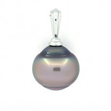 Ciondolo in Argento e 1 Perla de Tahiti Cerchiata B 13.4 mm