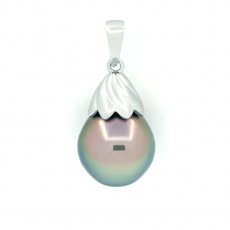 Ciondolo in Argento e 1 Perla di Tahiti Semi-Baroccha B 11.9 mm