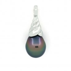 Ciondolo in Argento e 1 Perla di Tahiti Semi-Baroccha B 9.4 mm