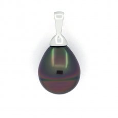 Ciondolo in Argento e 1 Perla di Tahiti Semi-Baroccha C 10.3 mm