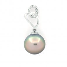 Ciondolo in Argento e 1 Perla di Tahiti Semi-Baroccha B 10.5 mm