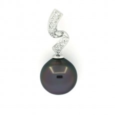 Pendentif en Argent et 1 Perle de Tahiti Semi-Baroque C 10.9 mm