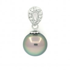 Pendentif en Argent et 1 Perle de Tahiti Semi-Ronde C 10.2 mm