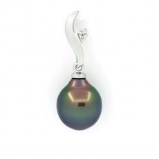 Ciondolo in Argento e 1 Perla di Tahiti Semi-Baroccha B 9.2 mm