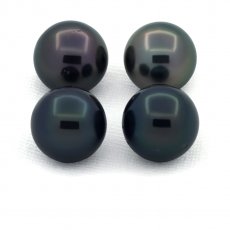 Lotto di 4 Perle di Tahiti Rotonde C/D di 10 a 10.3 mm