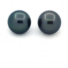Lotto di 2 Perle di Tahiti Semi-Rotonde D di 10.2 mm