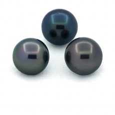 Lotto di 3 Perle di Tahiti Rotonde D di 10 a 10.3 mm