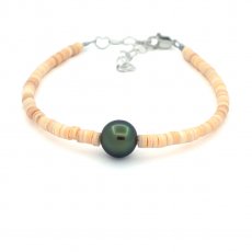 Bracelet en Coquillage et 1 Perle de Tahiti Ronde C/D 8.9 mm