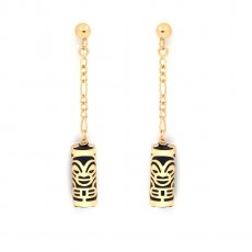 Orecchini in Oro 18K e Agata Nera - 12 mm - Salute