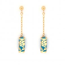 Boucle d'Oreilles en Or 18K et Turquoise - 12 mm - Hibiscus