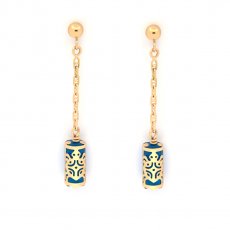 Boucle d'Oreilles en Or 18K et Turquoise - 10 mm - Tortue