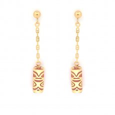 Boucle d'Oreilles en Or 18K et Agate Rose - 10 mm - Chance