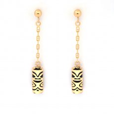 Boucle d'Oreilles en Or 18K et Agate Noire - 10 mm - Chance