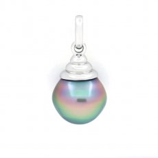 Ciondolo in Argento e 1 Perla di Tahiti Semi-Baroccha B+ 11 mm
