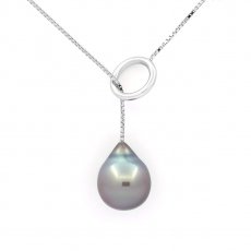 Collana in Argento e 1 Perla di Tahiti Semi-Baroccha A/B 11.3 mm