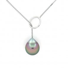 Collier en Argent et 1 Perle de Tahiti Semi-Baroque A/B 9.5 mm