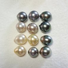 Lote de 12 Perlas de Tahiti Semi-Barrocas B, BC, C de 10.8 à 12.3 mm