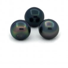Lot de 3 Perles de Tahiti Semi-Baroques C/D de 10.1 mm