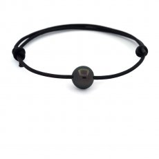 Braccialetto in Cuoio e 1 Perla di Tahiti Semi-Rotonda C 9.7 mm