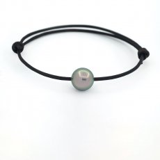 Braccialetto in Cuoio e 1 Perla di Tahiti Rotonda B/C 10.1 mm
