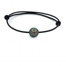 Braccialetto in Cuoio e 1 Perla di Tahiti Semi-Rotonda C 9.9 mm