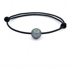 Braccialetto in Cuoio e 1 Perla di Tahiti Rotonda C 10.7 mm
