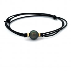Collana in Cuoio e 1 Perla di Tahiti Semi-Baroccha B 11.8 mm