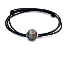 Collana in Cuoio e 1 Perla di Tahiti Semi-Baroccha C 12.7 mm