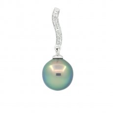 Ciondolo in Argento e 1 Perla di Tahiti Semi-Baroccha B 9.7 mm