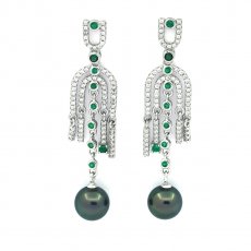 Orecchini in Argento e 2 Perle di Tahiti Rotonde C 8.3 mm