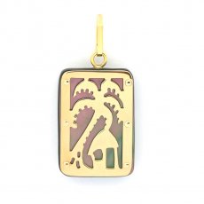 18K Gold and Tahitian Mother-of-Pearl Pendant - Dimensions = 18 X 12 mm - Island