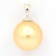 Ciondolo in Oro bianco 18K e 1 Perla Australia Rotonda B 11 mm