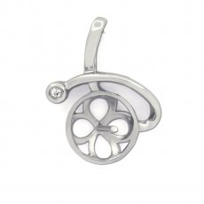 Ciondolo in Argento, placcato in Rodio, per 1 Perla di 9 a 13 mm
