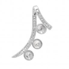Ciondolo in Argento, placcato in Rodio, per 3 Perle di 6 a 10 mm