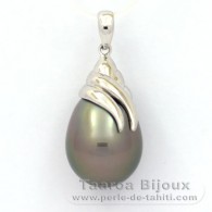 Ciondolo in Argento e 1 Perla di Tahiti Semi-Baroccha C 12 mm
