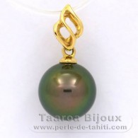 Ciondolo in Oro 18K e 1 Perla di Tahiti Rotonda A 9.8 mm