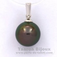 Ciondolo in Oro bianco 18K e 1 Perla di Tahiti Rotonda B 10.1 mm