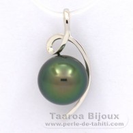 Ciondolo in Oro bianco 18K e 1 Perla di Tahiti Rotonda B 9.9 mm