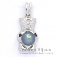 Ciondolo in Argento e 1 Perla di Tahiti Semi-Barocca C 8.6 mm