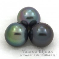 Lotto di 3 Perle di Tahiti Semi-Rotonda C di 9.7 a 9.9 mm
