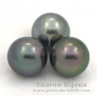 Lotto di 3 Perle di Tahiti Semi-Rotonda C di 9.8 a 9.9 mm