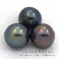 Lotto di 3 Perle di Tahiti Semi-Barocche D 12 mm