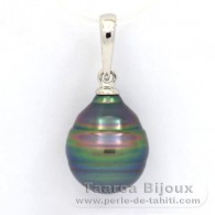 Ciondolo in Argento e 1 Perla di Tahiti Cerchiate C 10.9 mm