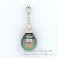 Ciondolo in Argento e 1 Perla di Tahiti Cerchiate C 10.5 mm