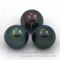 Lotto di 3 Perle di Tahiti Semi-Rotonda C di 8.9 a 9 mm