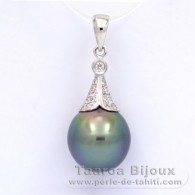 Ciondolo in Argento e 1 Perla di Tahiti Semi-Barocca C 10.9 mm