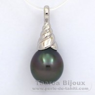 Ciondolo in Argento e 1 Perla di Tahiti Semi-Barocca C 10.6 mm