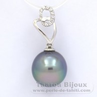 Ciondolo in Argento e 1 Perla di Tahiti Semi-Barocca C 11.1 mm