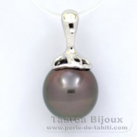 Ciondolo in Argento e 1 Perla di Tahiti Semi-Barocca C 11 mm