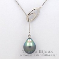 Collana in Argento e 1 Perla di Tahiti Semi-Barocca A 10.3 mm